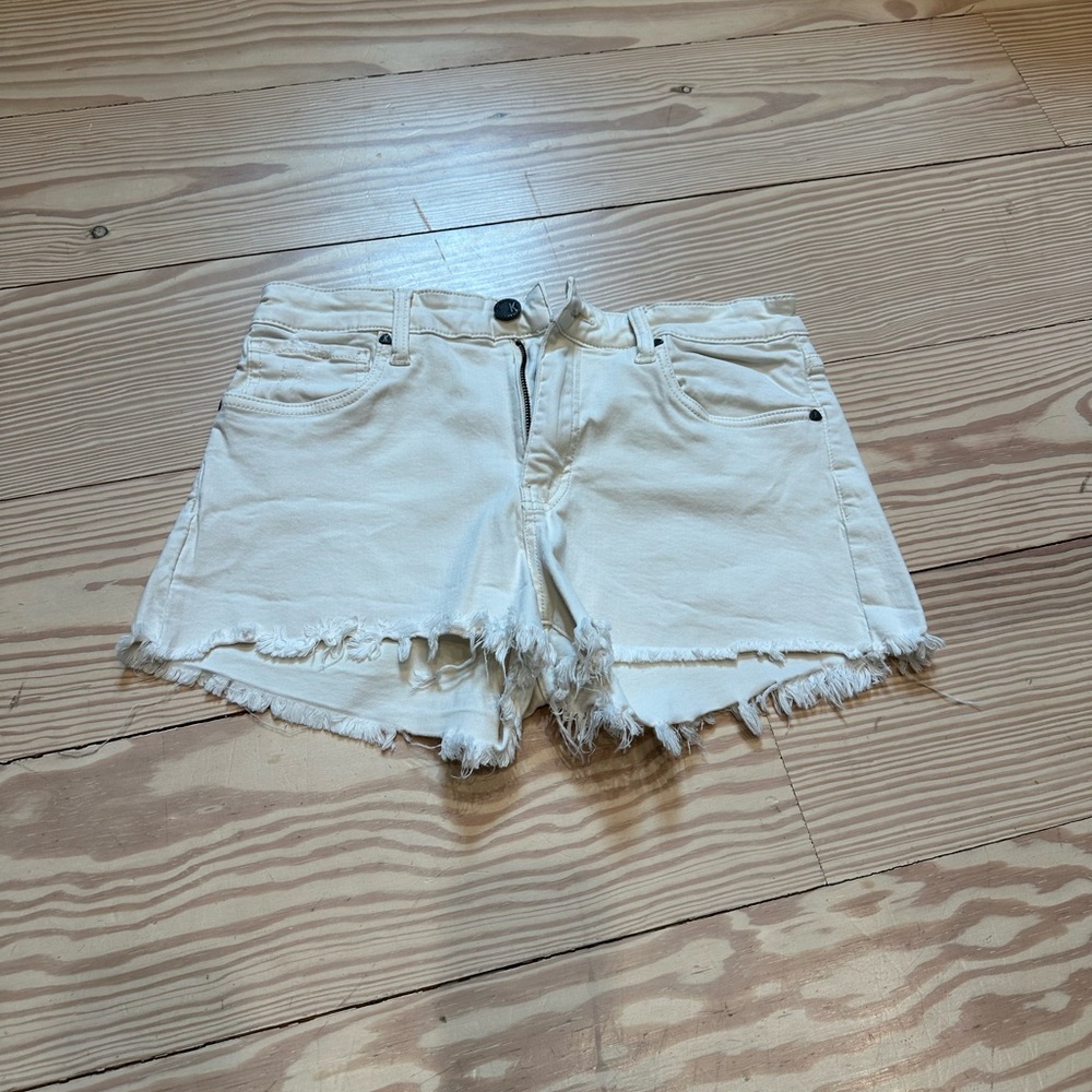 Kut from the Kloth White Jean Shorts Distressed Frayed Hem